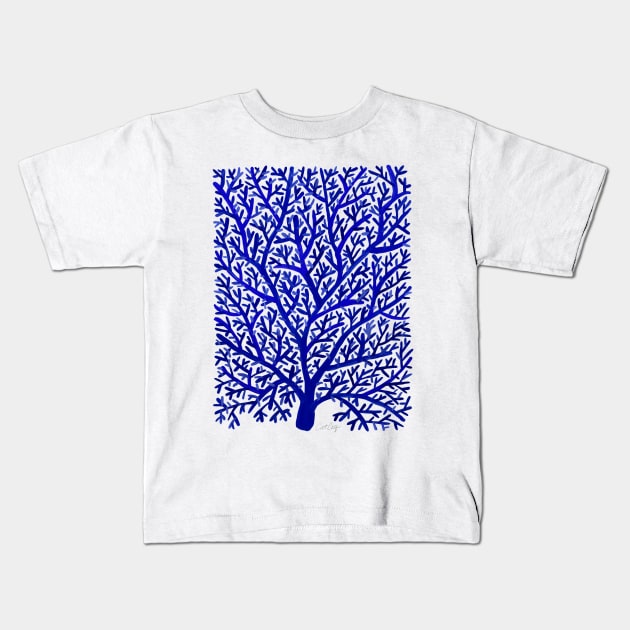 fan coral navy Kids T-Shirt by CatCoq